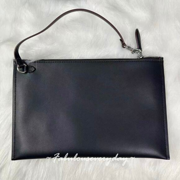 Coach Cloud Handle Tote In Coachtopia Leather/Black CT383 + Pouch/Wristlet - Picture 4 of 11